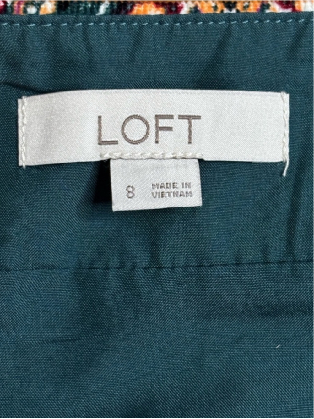 LOFT Medallion Print Mini Skirt Teal Boho Cotton Modal Lined Women’s Size 8 - Picture 4 of 5